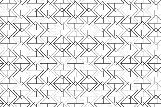 Abstract geometric grid pattern with intersecting diagonal lines. Minimalist white wireframe mesh background for modern design projects.