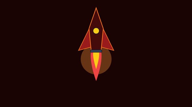 Minimalist 2D Animation of a Rocket Ship Launching into Space.
