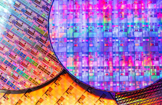 Silicon wafer for manufacturing semiconductor of integrated circuit,AI Hardware and Semiconductor Industry Concept.