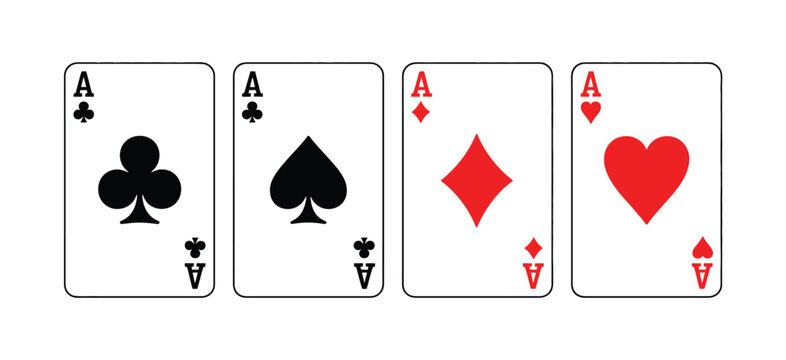 playing card symbols vector icon set featuring ace, spades, hearts, clubs and diamonds for game interface design illustration
