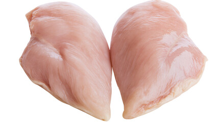 Two raw boneless skinless chicken breast halves, isolated on transparent background © Petra
