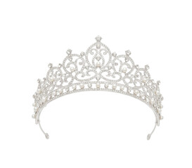 Elegant silver tiara adorned with sparkling crystals and lustrous pearls © maximon4ik