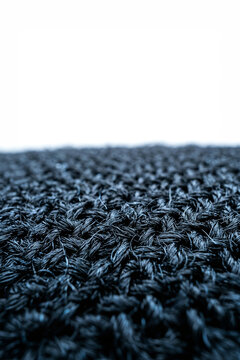 Close-up of black woven fabric texture