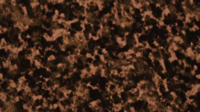 A seamless loop of dark, textured material featuring a continuous pattern of brown and orange organic shapes.