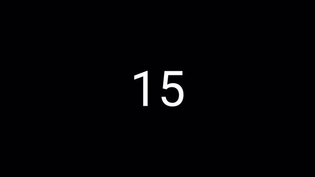 20 second countdown video animation, twwnty secound countdown timer, moderan countdown animation of 20 sec on transparent background with alpha channel.