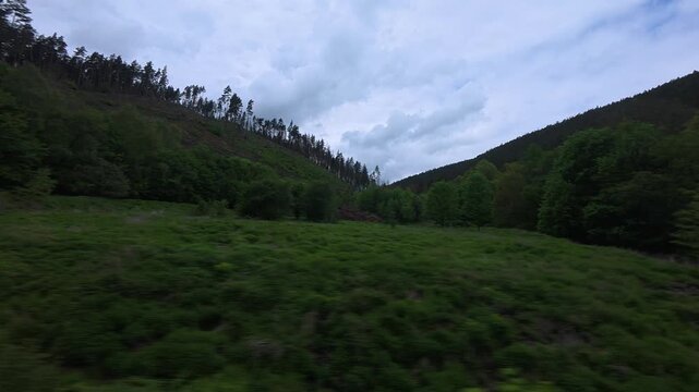 RB60 Schwarzatalbahn Katzhutte Rottenbach train window wiew Thuringer wald