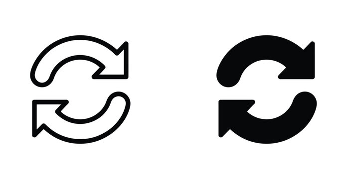 Refresh or repeat icons in solid and outline circular arrows