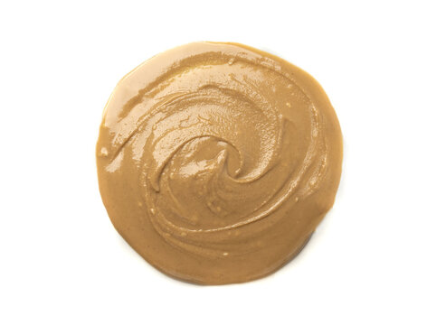 Tahini smear isolated, sesame seeds paste splash, spilled tahina sauce, spill eastern dip