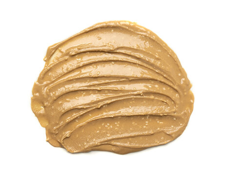 Tahini smear isolated, sesame seeds paste splash, spilled tahina sauce, spill eastern dip