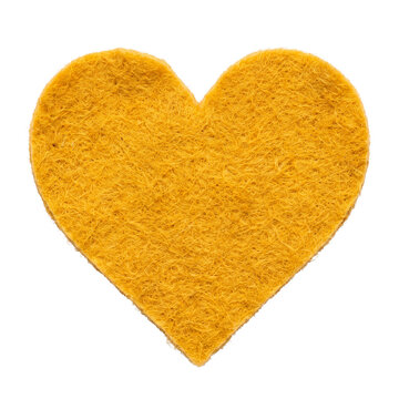 A textured golden yellow heart shape symbolizing warmth and emotional well-being on a clean background