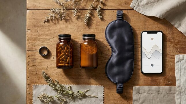 Sleep wellness kit with supplements eye mask and app.