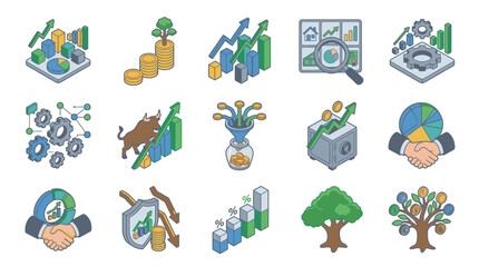 Fototapeta premium Colorful flat design icons for business and technology concepts.