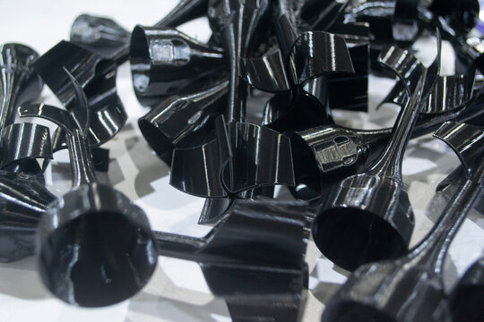 Art models printed on 3D printer. Different objects created on 3D printer from molten plastic. 3D printed different objects. Modern new modern additive progressive technologies. 3D printing technology