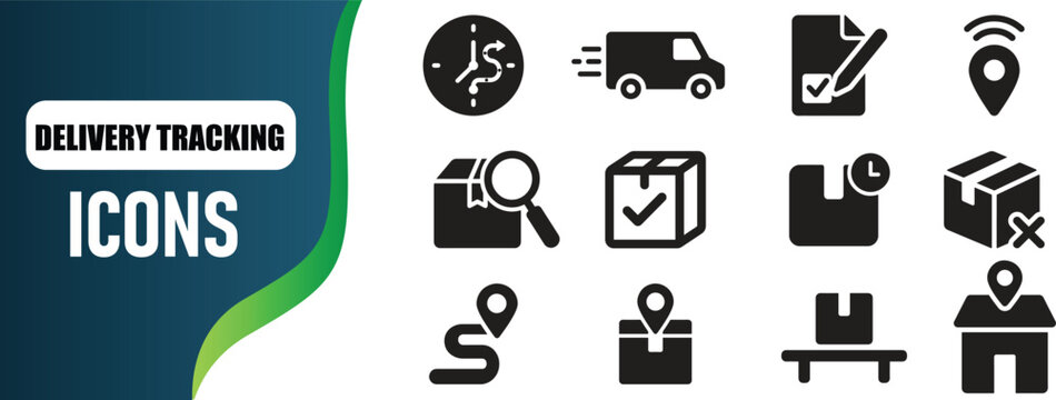 Delivery Tracking Icon Set Vector Illustration for Logistics, Package Shipping, Express Service, and E-commerce Supply Chain Concepts