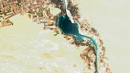 Suez Canal on open data satellite image © M. Jurzyk