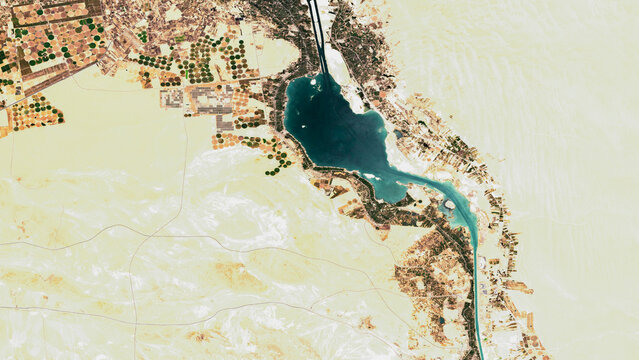 Suez Canal on open data satellite image