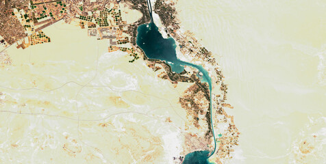 Suez Canal on open data satellite image © M. Jurzyk