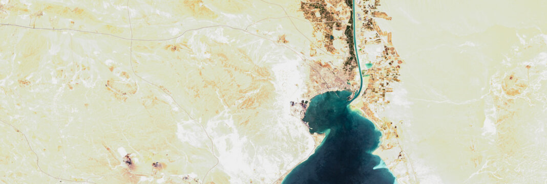 Suez Canal on open data satellite image