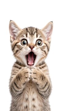 Vertical Cute Surprised Kitten Reaction Video with Copy Space