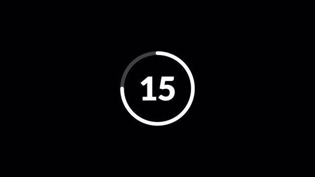 20 second countdown video animation, twwnty secound countdown timer, moderan countdown animation of 20 sec on transparent background with alpha channel.
