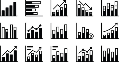 Obraz premium Hand-Drawn Bar Graph Icon Set For Business Data Analysis And Financial StatisticsHand-Drawn Bar Graph Icon Set For Business Data Analysis And Financial Statistics