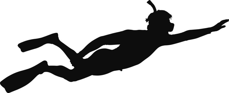 Man Snorkeling Silhouette Vector Illustration