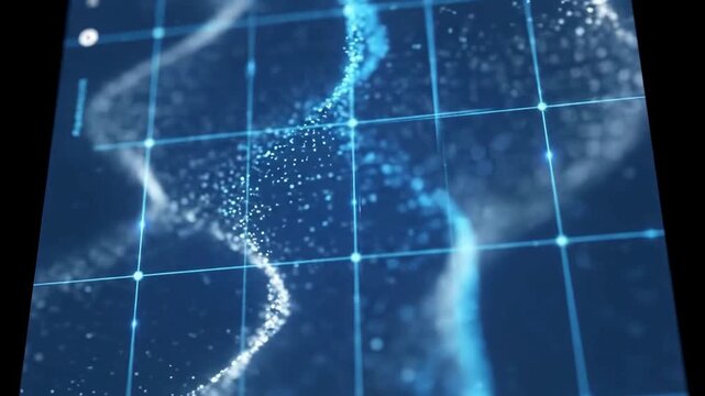 Digital genetic code sequence grid visualization abstract motion graphics DNA data science blue technology DNA data science blue technology