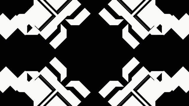 Abstract black and white geometric kaleidoscopic pattern motion graphic kaleidoscope monochrome symmetrical design shapes kaleidoscope monochrome symmetrical design shapes