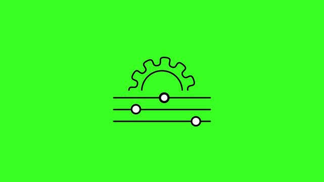 4k looping animation of equalizer line icon and audio slider on green screen