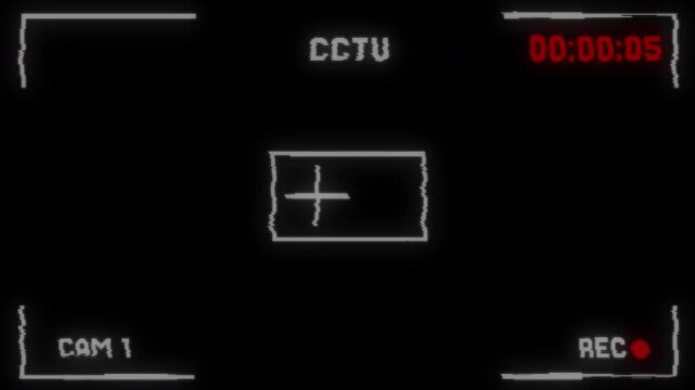 CCTV recording screen overlay VHS with glitch effect. Transparent Alpha Channel 4K
