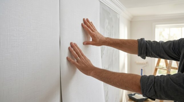 Professional wallpaper installation for apartment and house room repair.