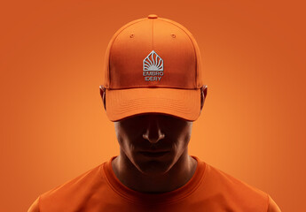 Front view Man Model Wearing Cap Hat Mockup