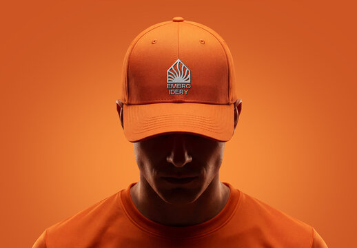 Front view Man Model Wearing Cap Hat Mockup