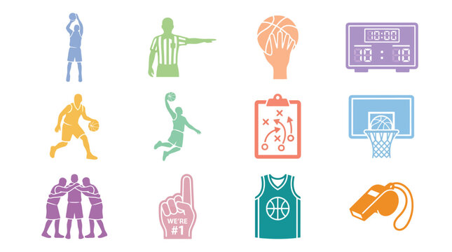 Basketball Sports Icons and Symbols.