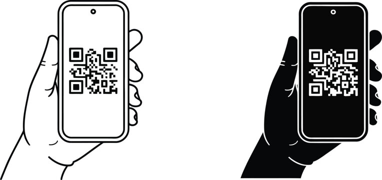 QR code icon set, mobile scanning symbols, digital payments, contactless access, smartphone applications, barcode scan, cashless transaction, modern vector design