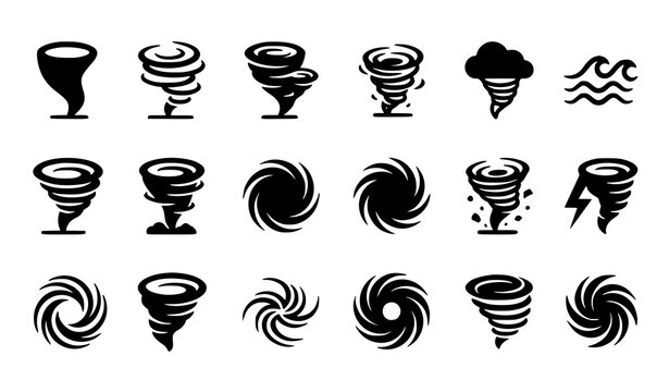 Tornado and hurricane icon set vector illustration isolated on white background