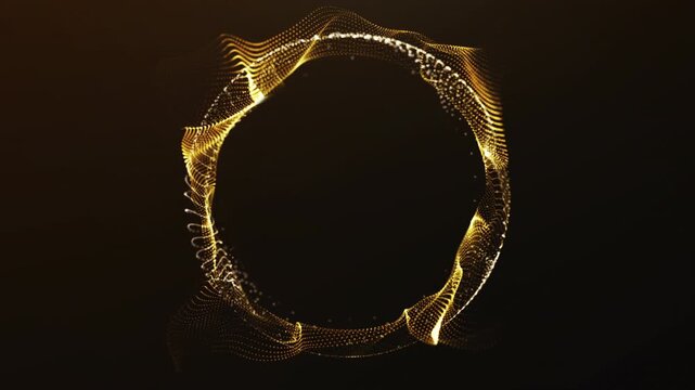 Golden shining portal ring with warm glowing energy on a dark background, ideal for luxury intros, cinematic titles, sci-fi visuals and modern 4K 60fps motion graphics.