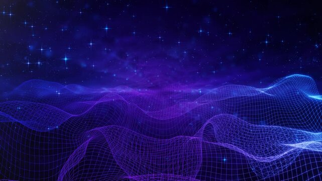 Futuristic Space Time Fabric Wireframe Grid Motion Background