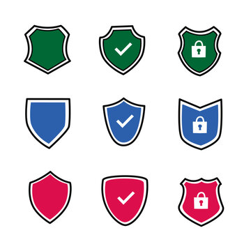set of shield icons, shield symbol vector