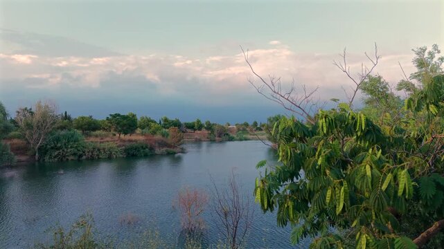 Ascending Drone Shot of Quiet Lake and Rural Landscape in Soft Evening Light - N&deg;1/3 [180&deg; shutter angle from ProRes 10 bit S-Log]