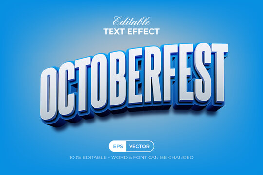 Octoberfest Editable Text Effect White Blue 3D Style.