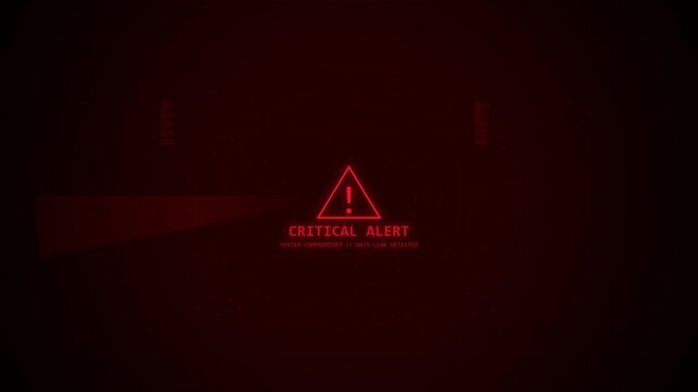 digital glitch warning alert with red triangle symbol and pixelated text, system failure, critical error message, digital data corruption, cyberspace danger