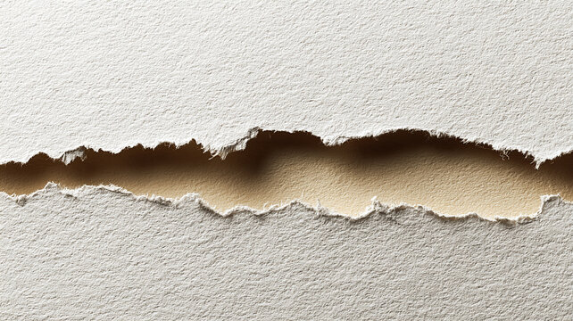 ripped paper edge with realistic torn fibers, layered paper texture, clean minimal composition