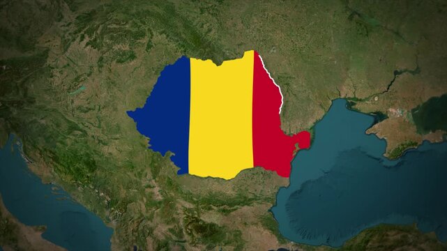 Romania Map With Flag Colors Overlay Animation, Romania Location Map, Europe Country Map