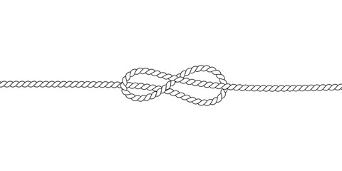 A detailed illustration of a nautical rope knot design which can be used for creating decorative rope frames borders © Design_a2z