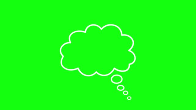 Animated speech bubble, cloud concept, cartoon doodle style, green background, 4K video.