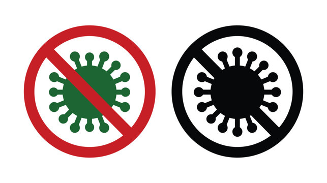 Virus icon prohibition sign for healthcare infection prevention