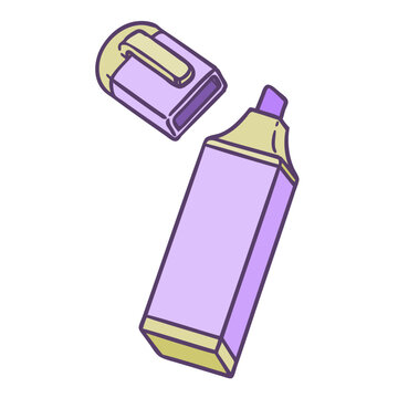Purple highlighter with an open cap
