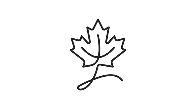 Minimalist Maple Leaf Line Art Icon