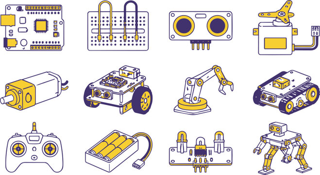 Robotics and Electronic Components Set for STEM Education Projects